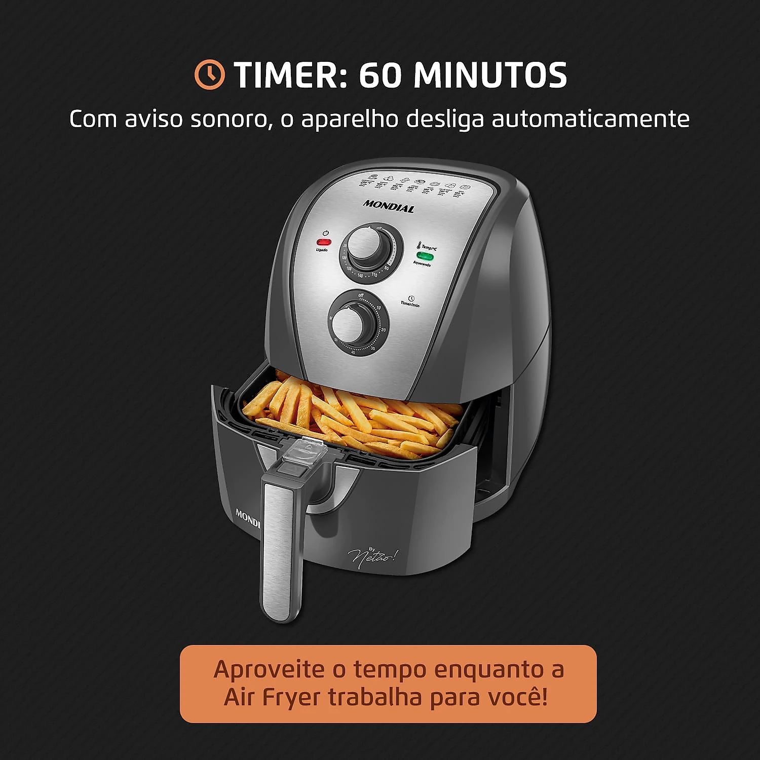 Fritadeira Sem Óleo Air Fryer 4L By Netão Mondial AFN-NT-01 AIR FRYER AFN-NT-01 127V/60Hz