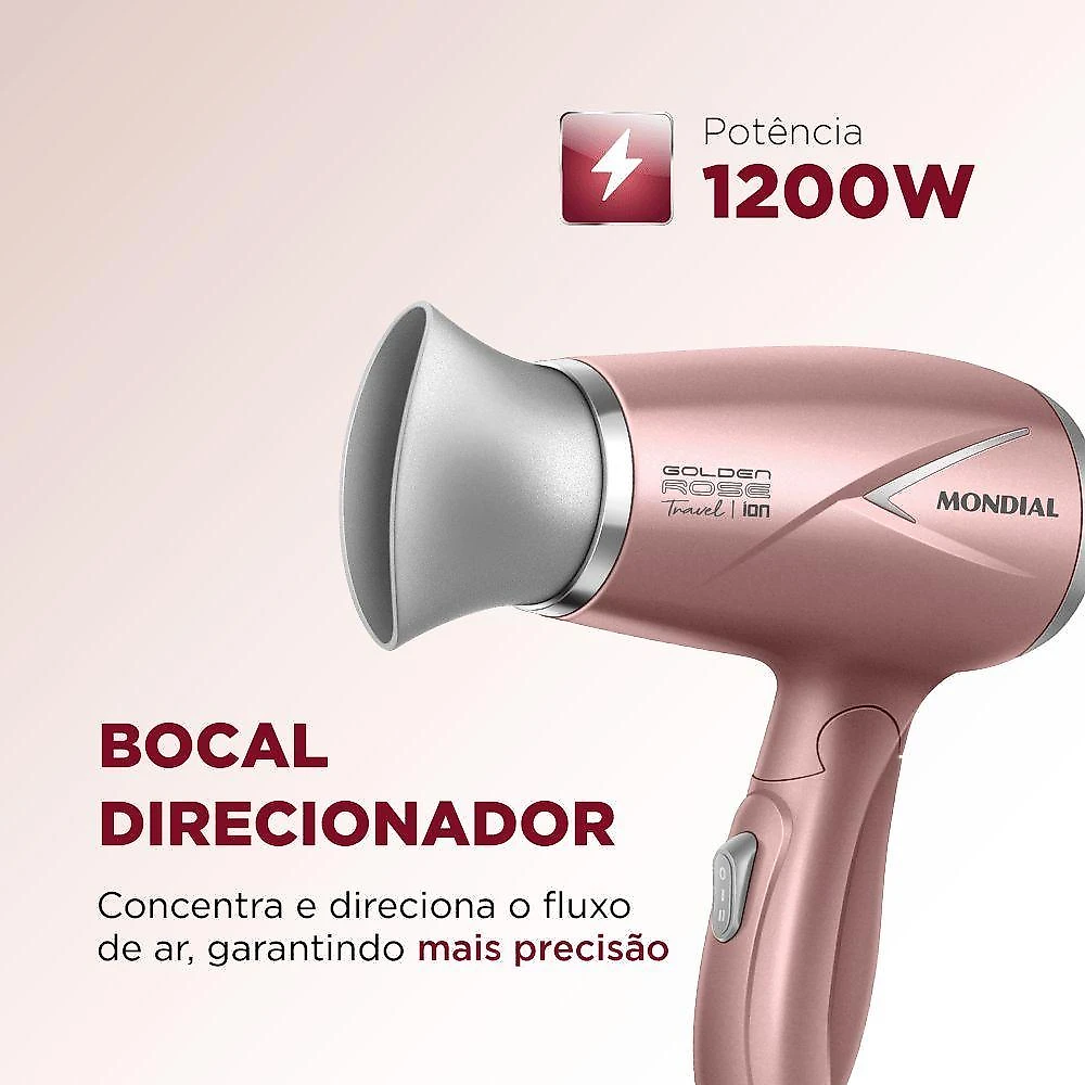 Secador De Cabelos Travel Golden Rose Mondial Bivolt Bivolt