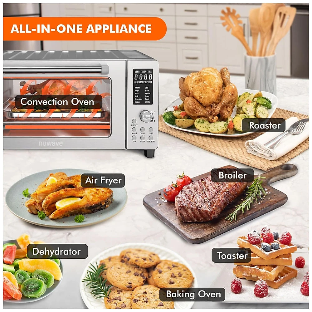 Forno Elétrico 12 em 1 com Capacidade de 19L, Material de Aço Inoxidável e Tela LCD, 110V 1800W, Nuwave, Vermelho Canela 110v