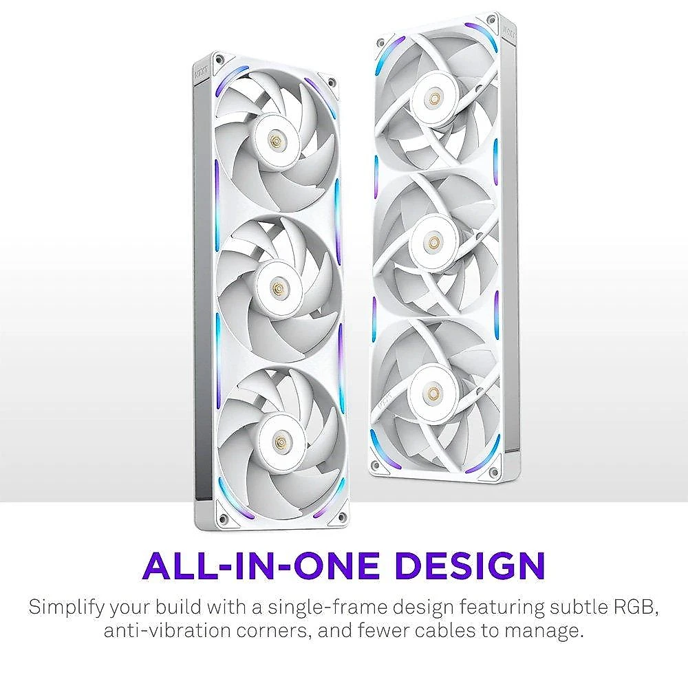 Ventoinha NZXT F360X Performance, 120mm, PWM, RGB, 3x Single-Frame, Branco - RF-U36PN-W1