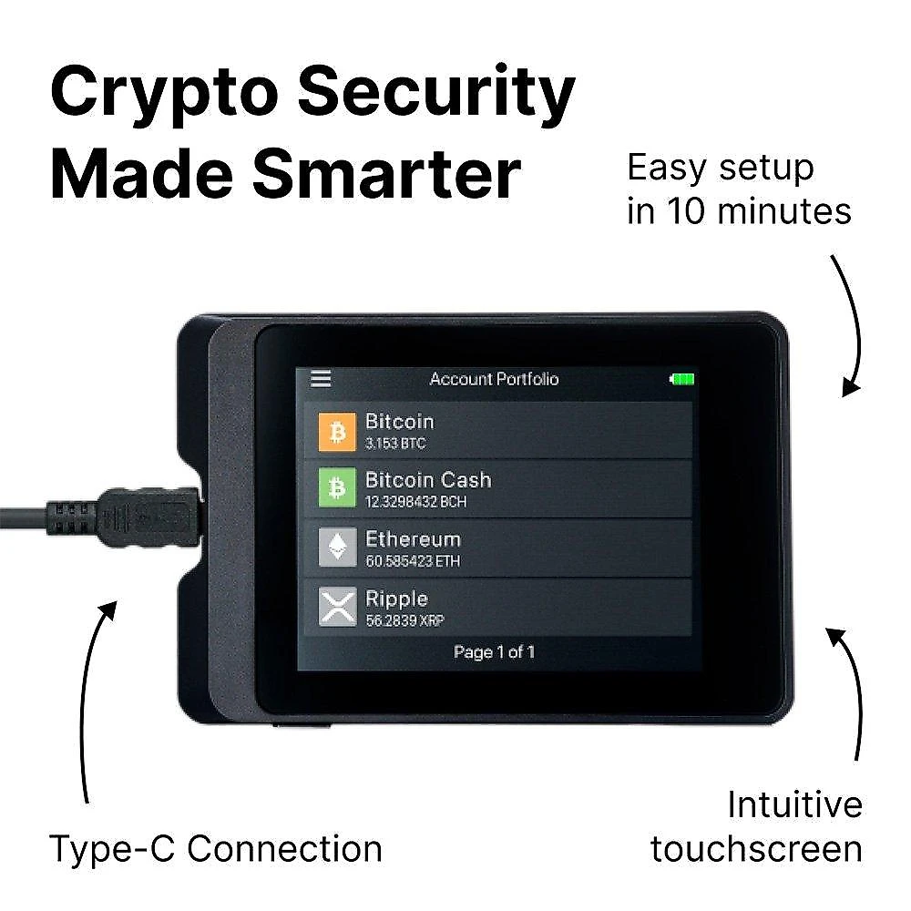 Carteira de Criptomoedas SecuX W10C-PLUS, USB, Tela LCD, Inclui 2 Placas de Recuperação X-SEED, Preto - 98-010-010100