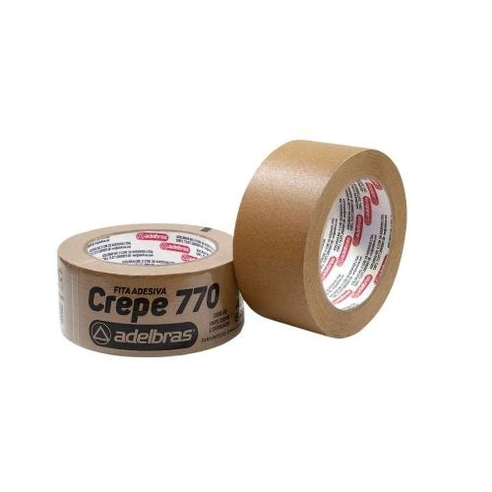 Fita Adesiva Crepe Corrugada Adelbras 770 48mm X 50m para Fechamento de Embalagens Marrom Kraft