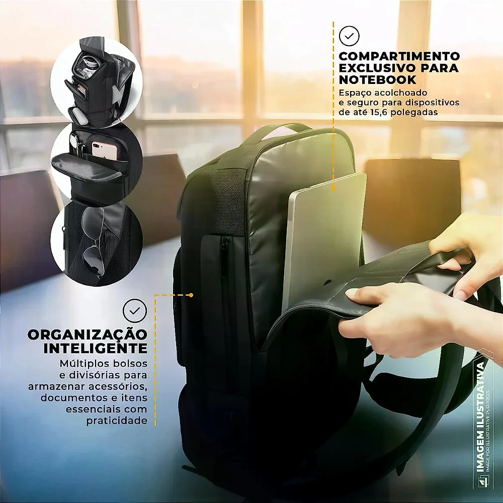 Kit Mala de Bordo para Viagem + Mochila Executiva Dual Shock - Gshield