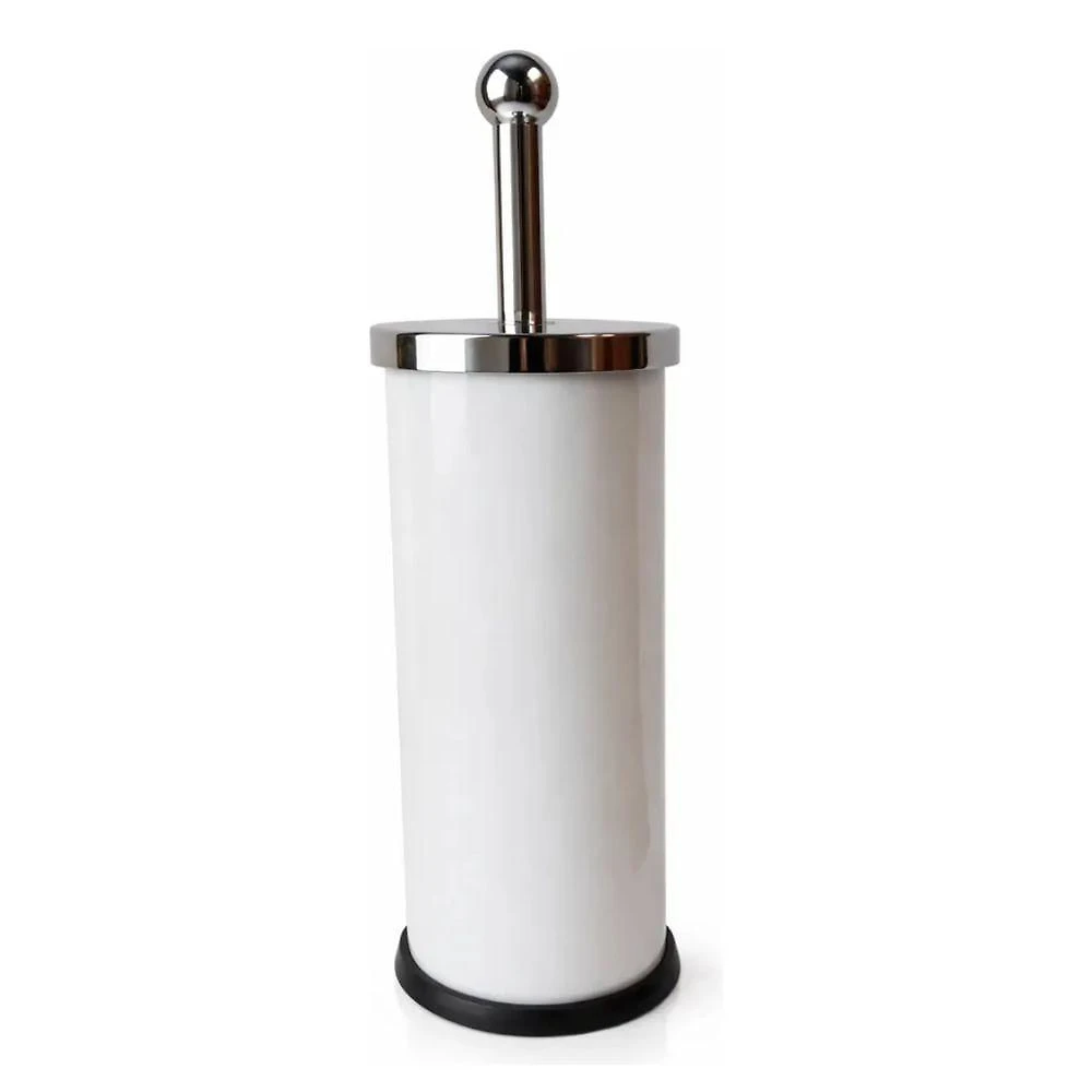 Escova Sanitária Eb15br em Aço Inoxidável com Cabo Longo e Suporte para Banheiro Branco Hercules