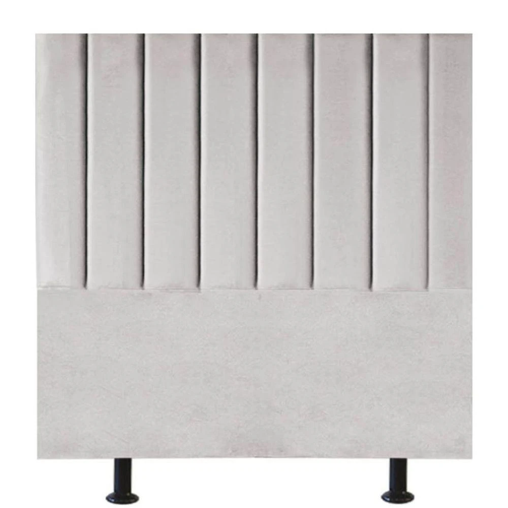 Cabeceira Estofada Cama Box Solteiro 90 Cm Carla Suede Cinza Claro