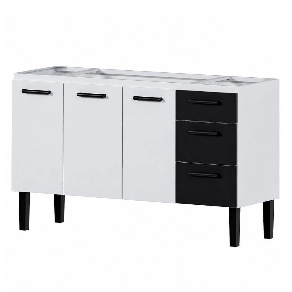 Gabinete Atena sem Porta 3 Gavetas Aço Eletrogalvanizado 145cm Preto Cozimax