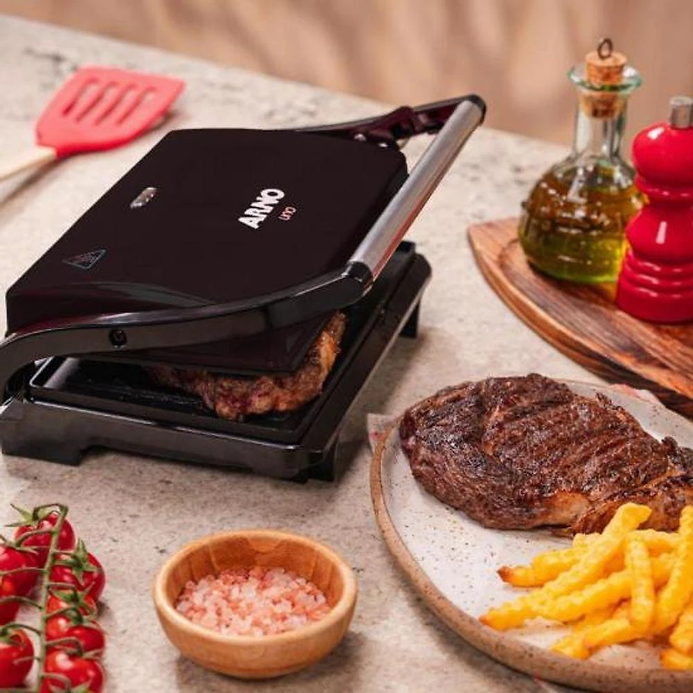 Grill Compact GPTO com Placa Antiaderente para Preparos Rápidos 850W Preto 110V