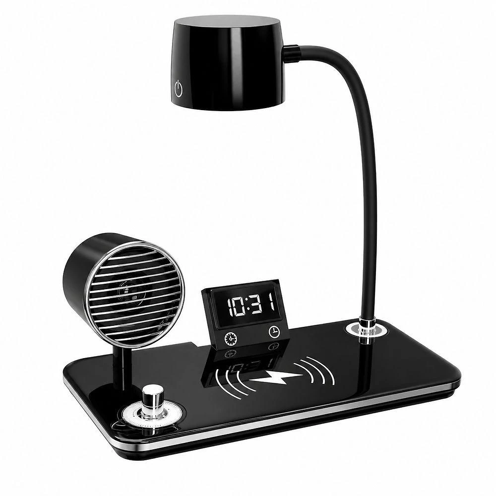 Luminária de Mesa Utimix 4 em 1 Led Ajustável com Caixa de Som Bluetooth Relógio Despertador Preto