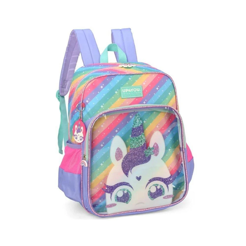 Mochila de Costas Up4you Unicórnio Colorido 41cm 30cm 14cm Escolar Infantil