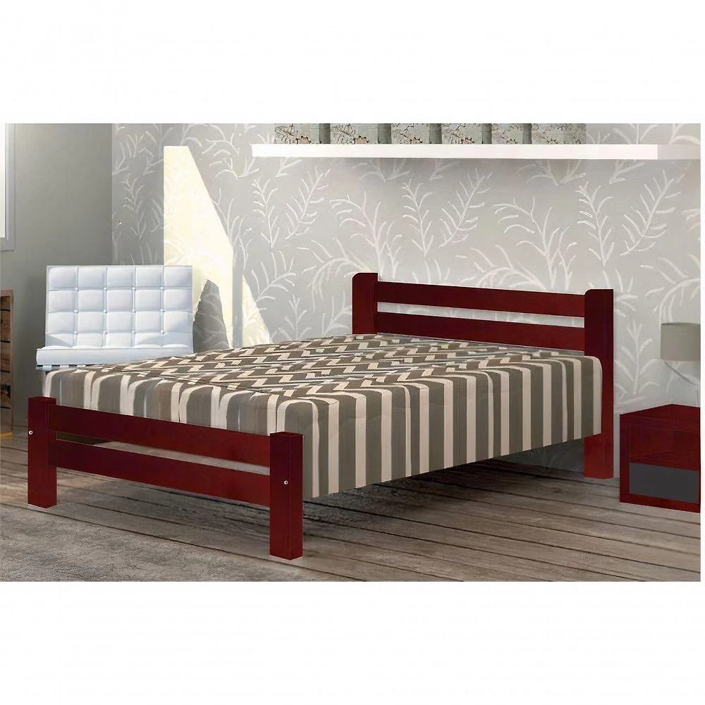 Cama de Casal Itália de Madeira Maciça Angelim Pedra Tauari Mogno