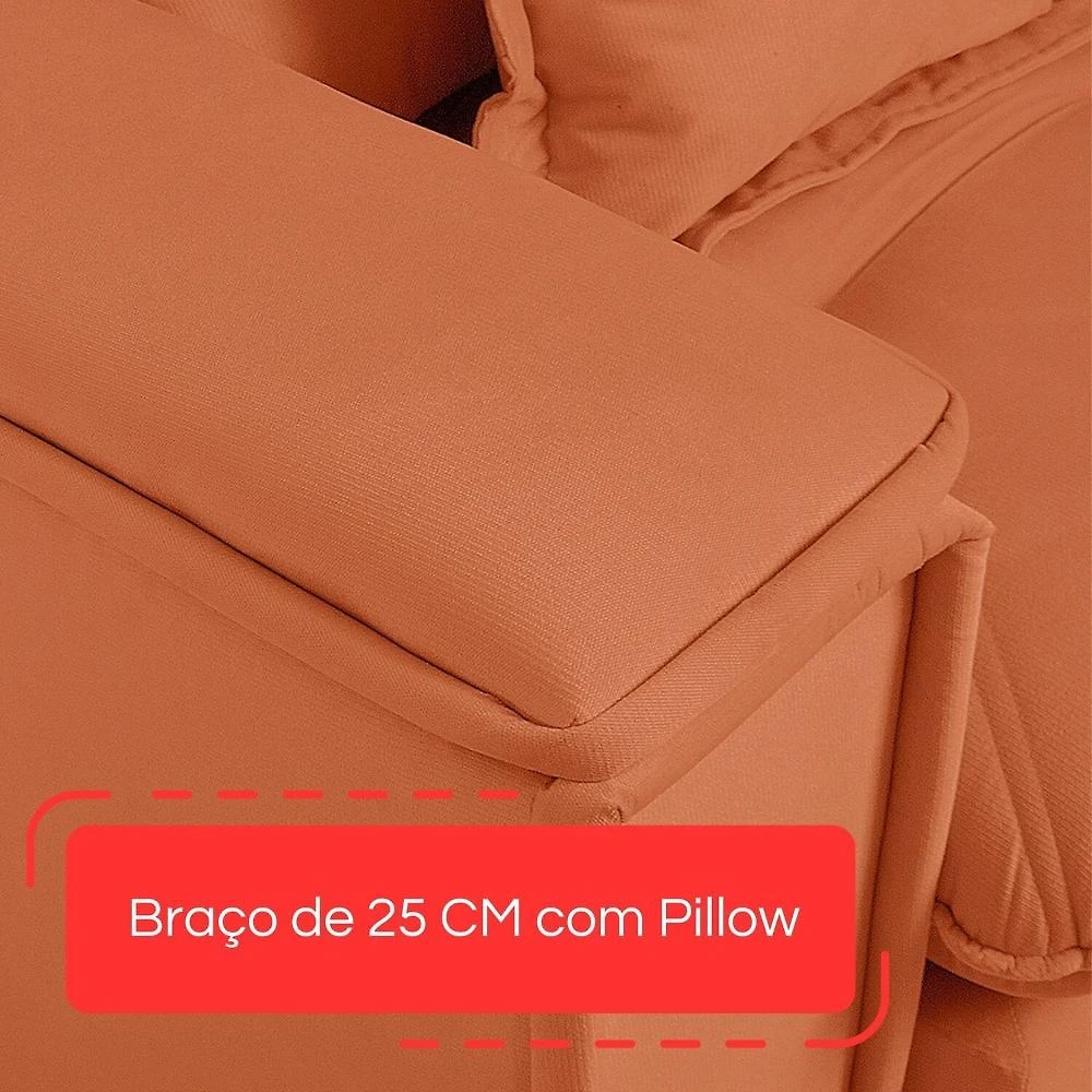 Sofá Retrátil Reclinável com Usb 290cm Istambul Yescasa Terracota
