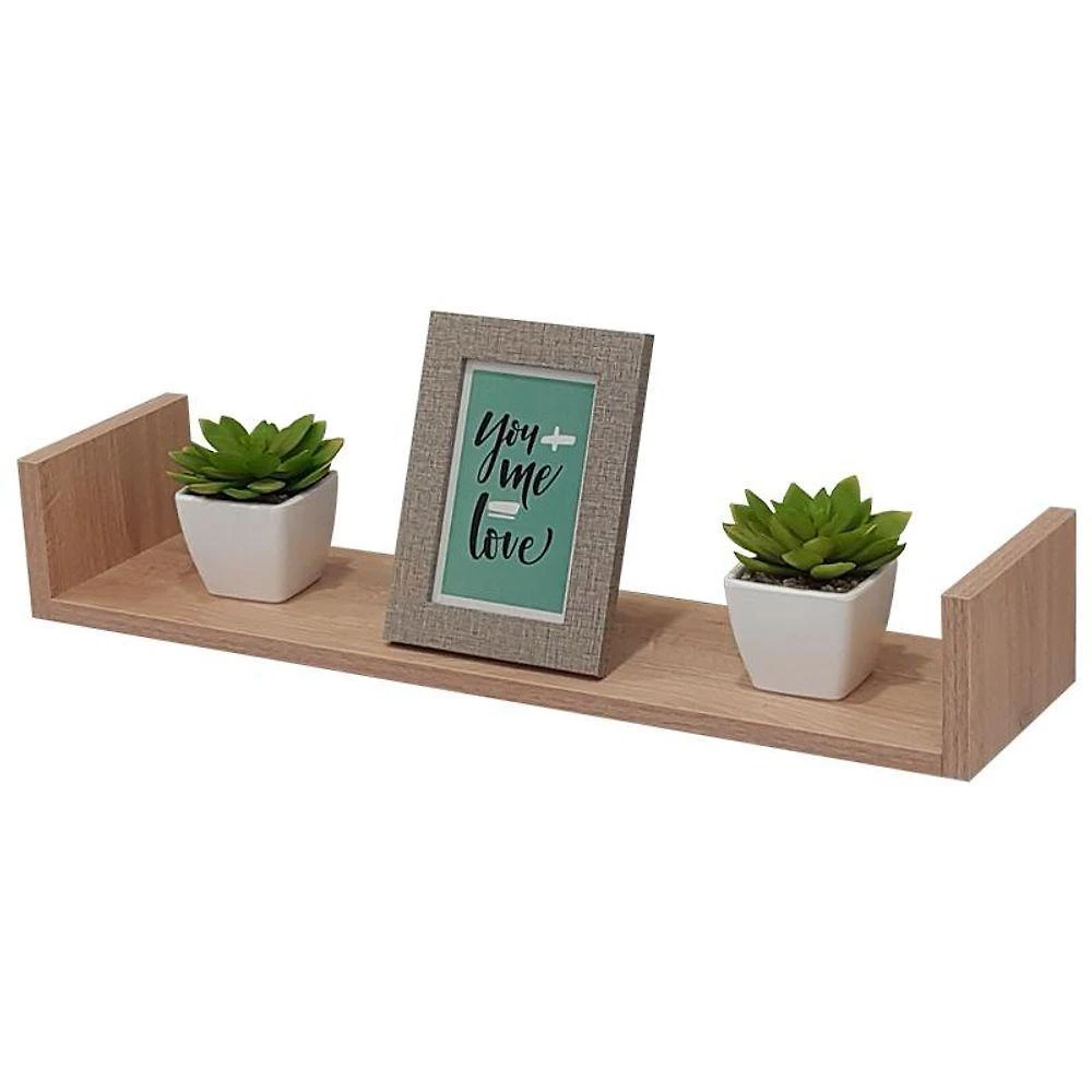Prateleira U 100X15CM MDP Suporte Invisível Organizador Sala Rústico Bege Mercado das Prateleiras