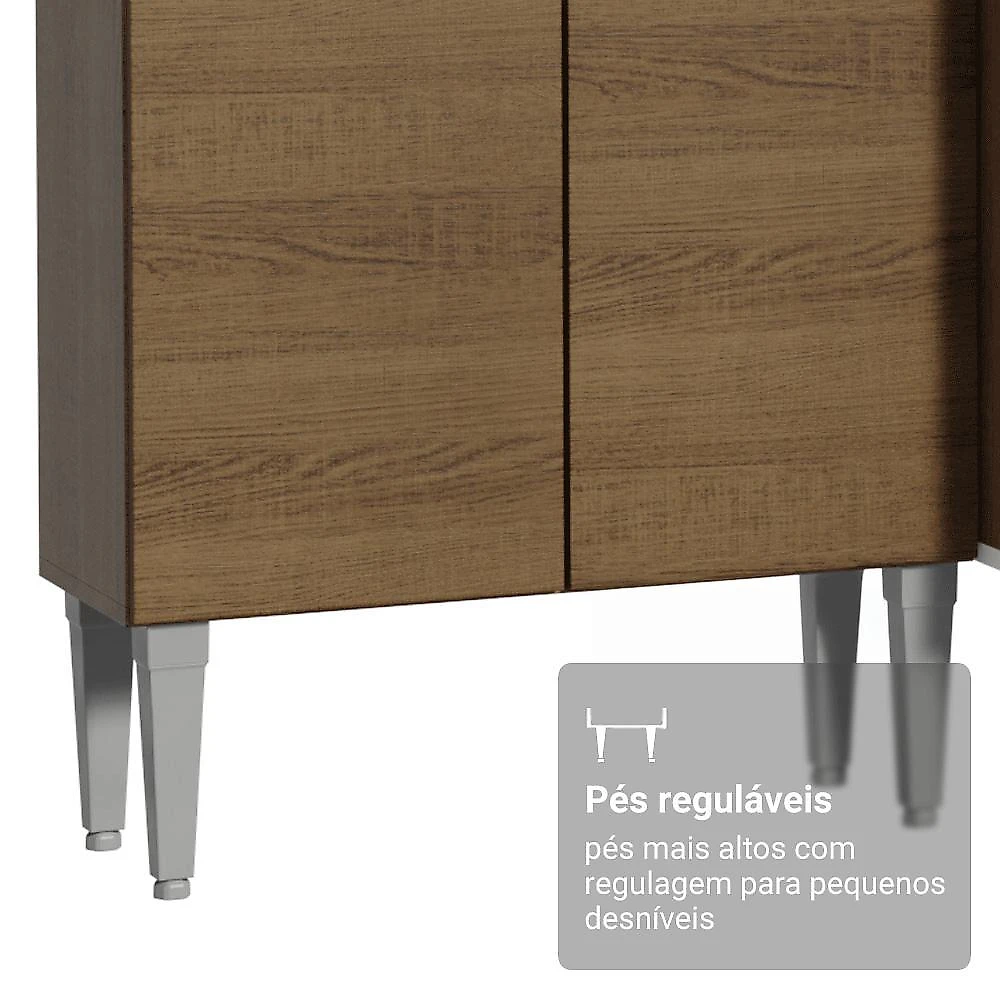Armário de cozinha completa 225cm rustic/cinza emilly madesa 01xa