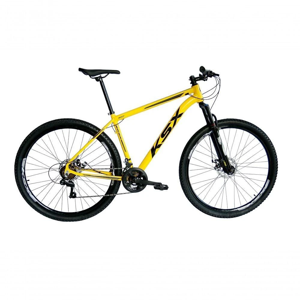 Bicicleta Aro 29 Ksx Sd7 21v Cabos Internos Alumínio Freios A Disco Garfo Suspensão Amarelo Preto Tamanho 21