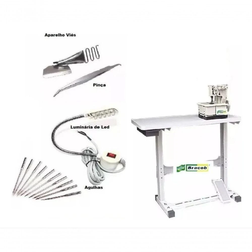 Galoneira Bracob 3 Agulhas Com Mesa + Kit Peças 220v