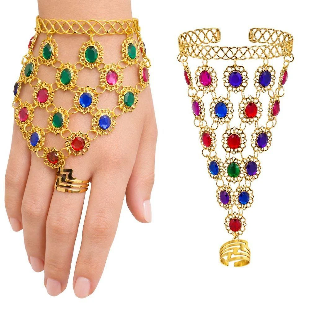 Pulseira Odalisca com Pedras Brilhantes Metal e Plástico Extra Festas