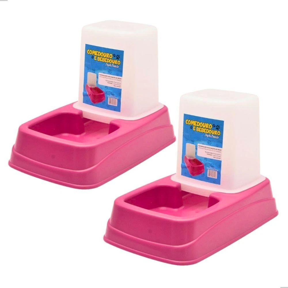 Kit Comedouro e Bebedouro OEM Ezoo para Cães e Gatos Plástico Rosa 1 kg e 1 e 5 l 1 Ou 2 Unidades