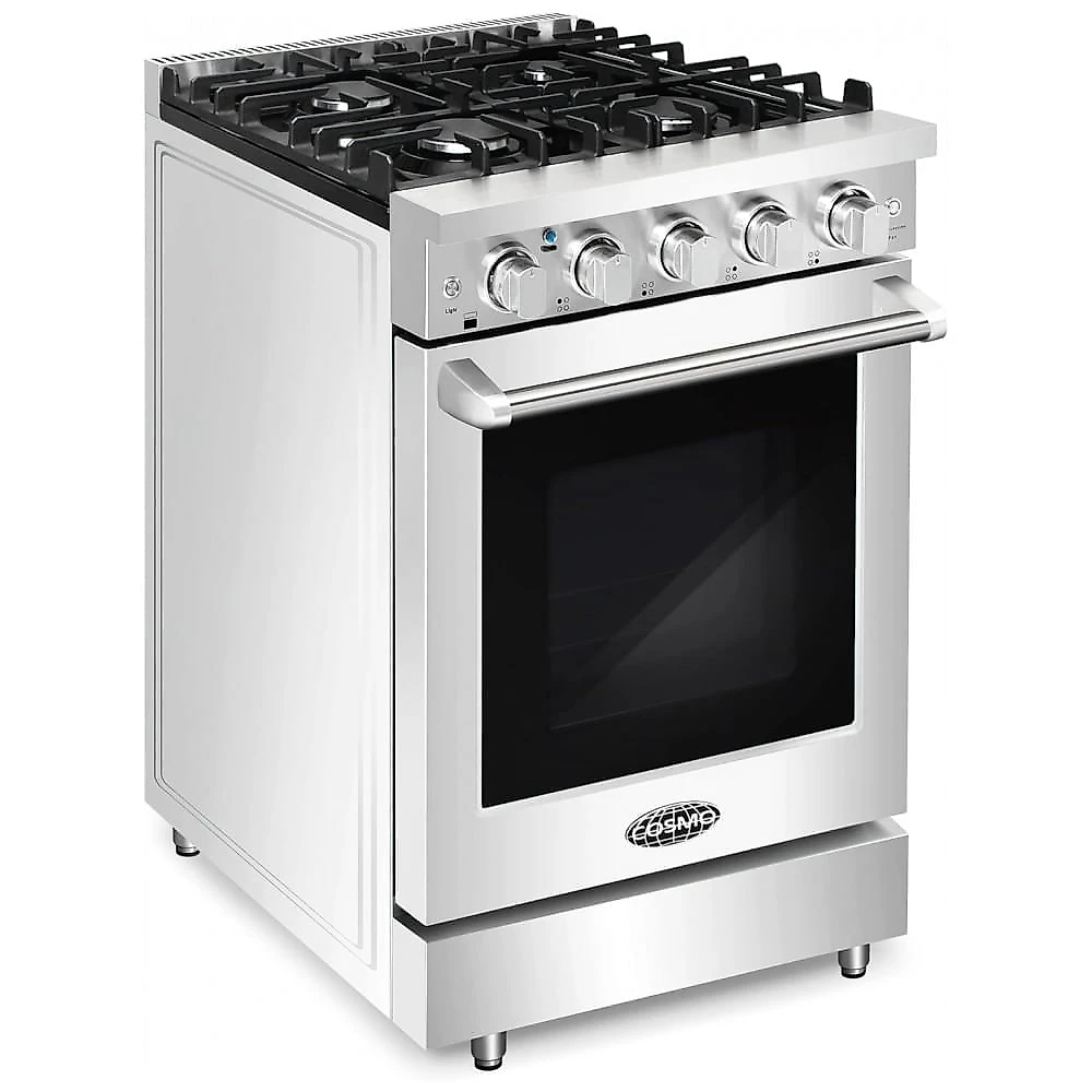 Fogão 4 bocas 60cm Cosmo inox forno a gás 106L convecção grades de ferro fundido 110V