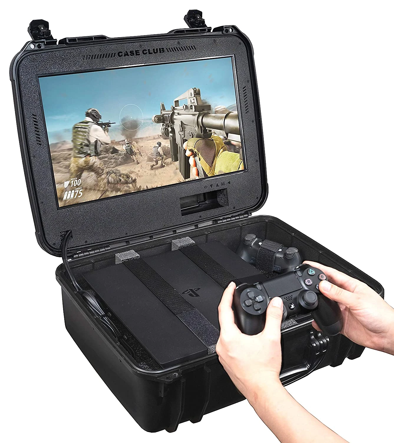 Case Club Estação de game portátil. Console, controles remotos e jogos não estão incluídos.
