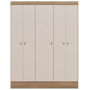 Miniatura Guarda-Roupa Casal Demóbile Ártico 5 Portas de Bater MDP - 135cm de Largura Amêndoa/Off White