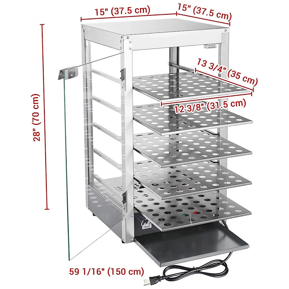 Expositor Aquecedor de Alimentos WeChef 5 Andares Prata 600W 110V para Pizza e Catering Comercial