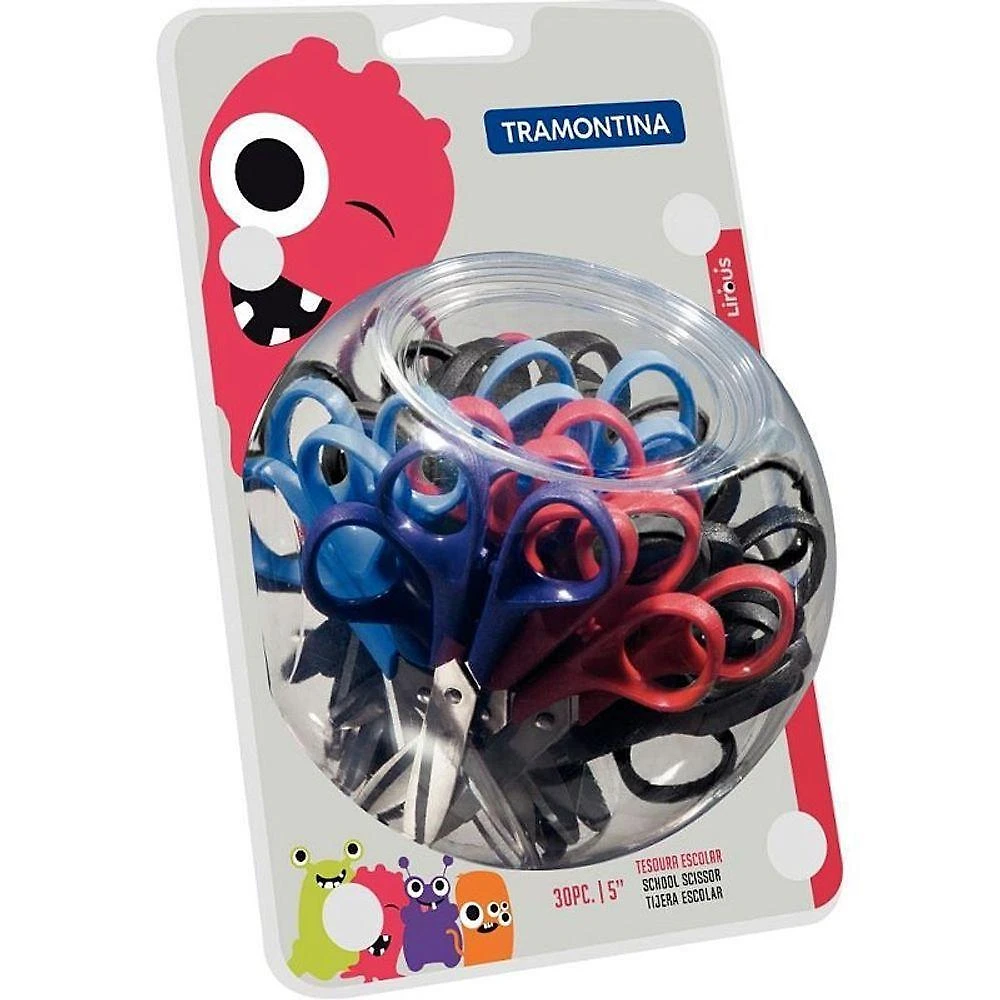 Tesoura Escolar Tramontina Supercort Monster 12,5cm Display 30 Preto