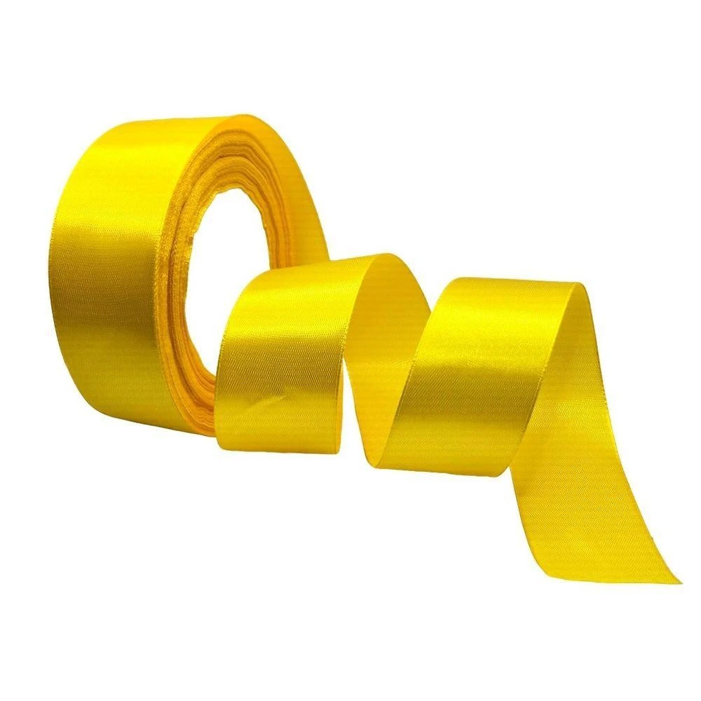 Fita de Cetim Nº 9 38mm Cetim 3.8cm Amarelo Rolo 23 Metros para Artesanato OEM
