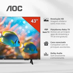 Miniatura Smart TV 43” AOC 43S5155/78G Full HD LED Wi-Fi Roku TV Dolby Audio