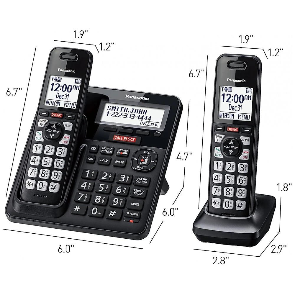 Telefone Sem Fio Panasonic KX-TGF944B Preto com 4 Handsets, Bloqueio Avançado de Chamadas, Link2Cell Bluetooth, Alerta Contra Golpes