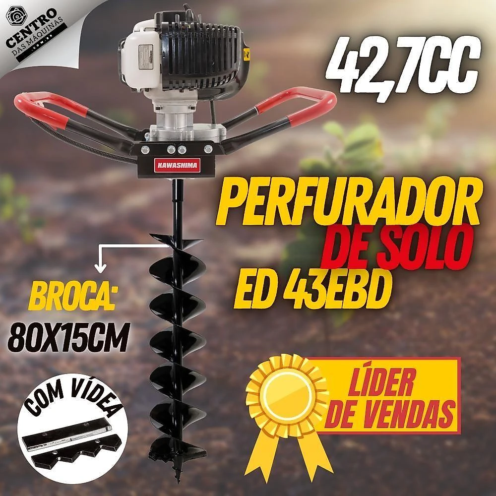 Perfurador De Solo Kawashima Ed43Ebd 2 Tempos Broca 80X15Cm