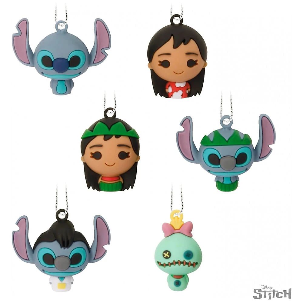 Conjunto de 6 Mini Enfeites de Natal Hallmark Disney Lilo & Stitch em Plástico Inquebrável Multicolorido, 2,54 x 3,3 x 2,6 cm cada