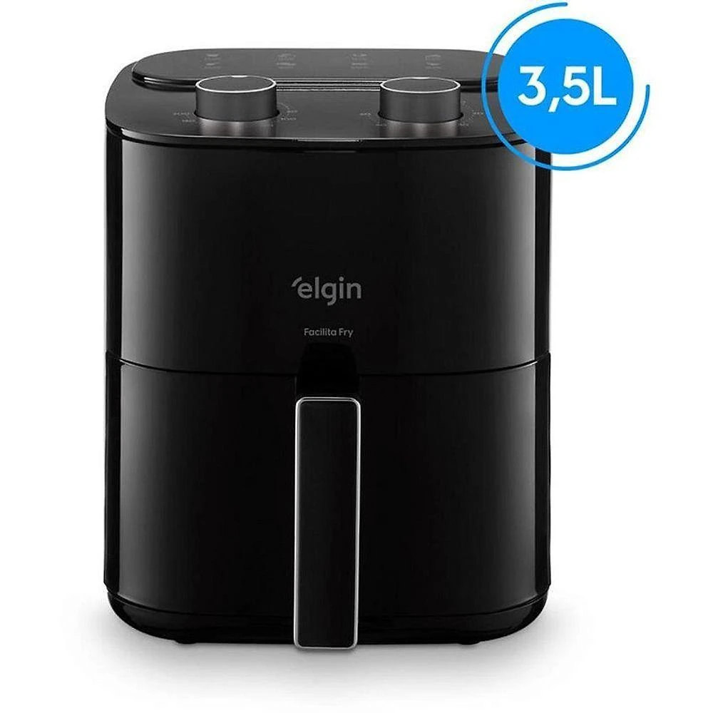 Fritadeira Air Fryer sem Óleo Elgin 3,5L 1400W Antiaderente Preta 110V