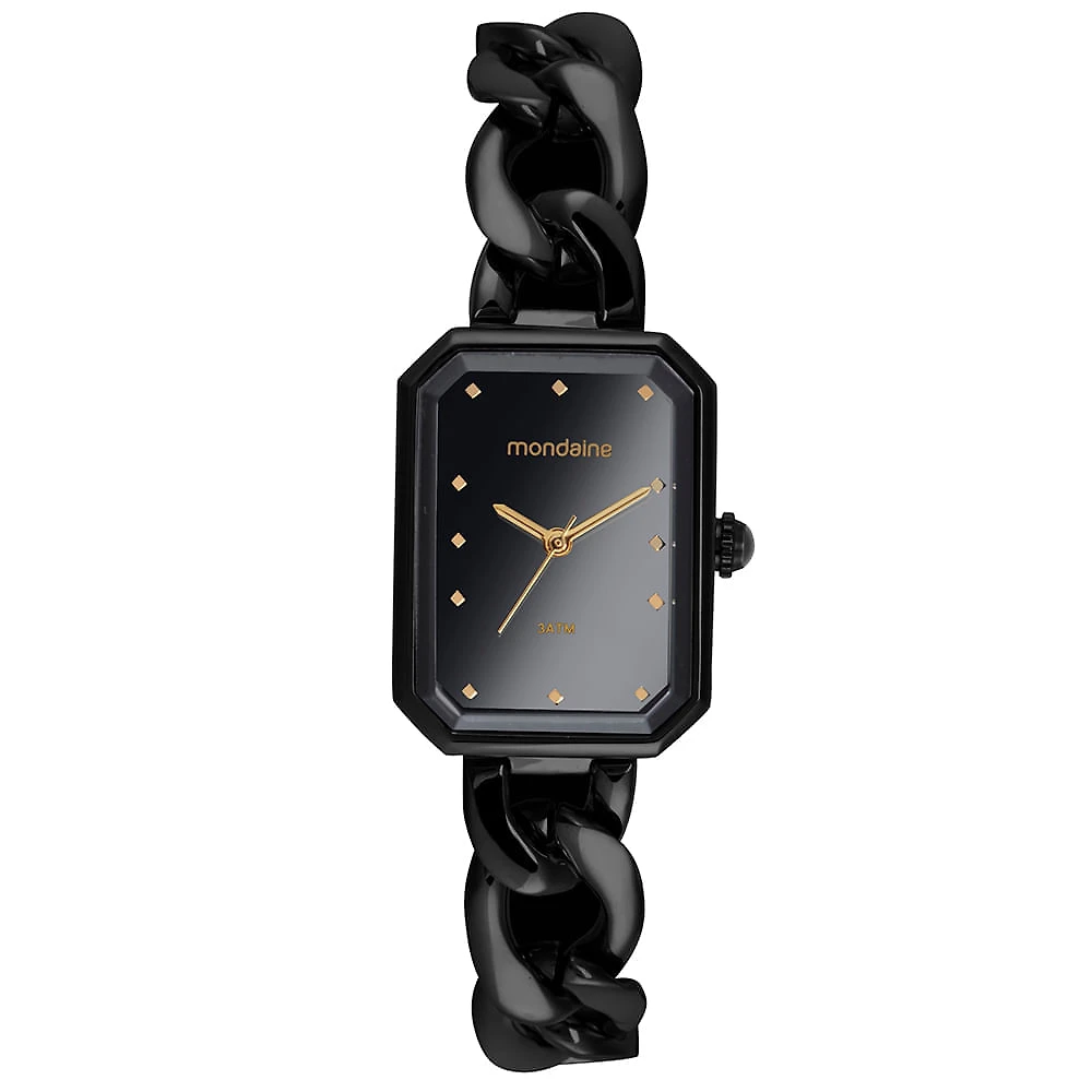 Relógio Feminino Quadrado Corrente Preto