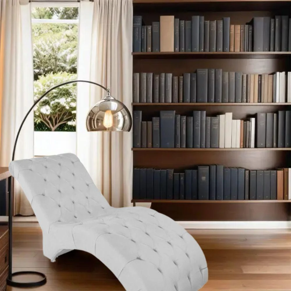 Recamier Divã Espreguiçadeira Para Sala Cliníca Elisa Suede Branco