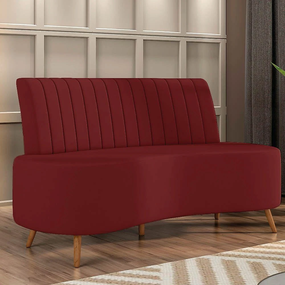 Sofá 2 Lugares Living 160cm Pé Palito Maraú Veludo Vermelho K01 - D'rossi
