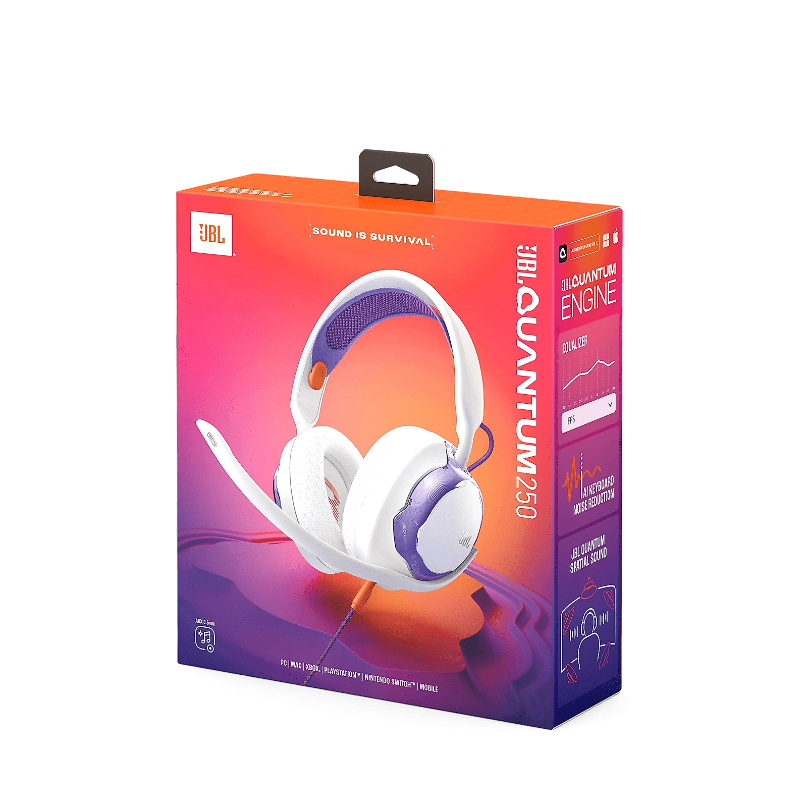 Fone de Ouvido JBL Quantum 250 Headset White - JBLQTUM250W Bivolt
