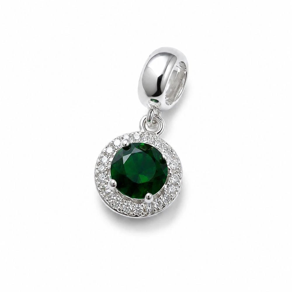 Berloque Atraktiva Jóias Ponto de Luz Prata 925 2cm Metal Prata com Zircônias para Pulseira Life