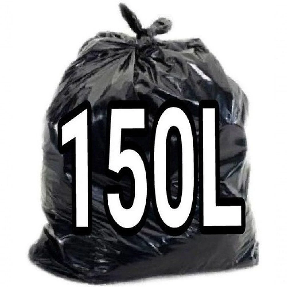 Saco para Lixo 150 Litros Super Reforçado Preto 90x100cm Pacote 100 Unidades Higipack