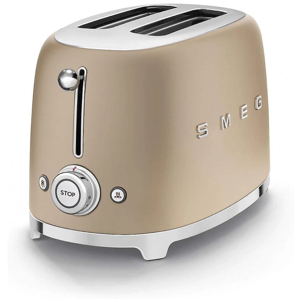 Kit Chaleira Elétrica e Torradeira 2 Fatias Smeg Champanhe Fosco Retrô 1,7L 1500W