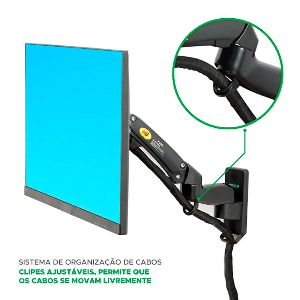Suporte de Parede Articulado para Monitor de 17" a 35" North Bayou, Ajustes com Pistão a Gás, Preto - F150 NB