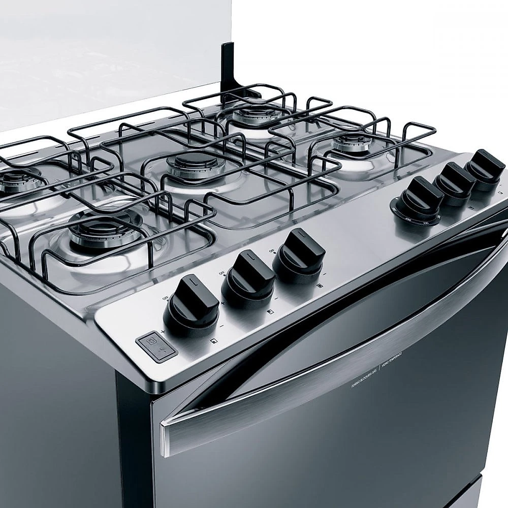 Fogão de Piso 5 Bocas Brastemp BFS5NCR com Acendimento Automático Inox - Bivolt