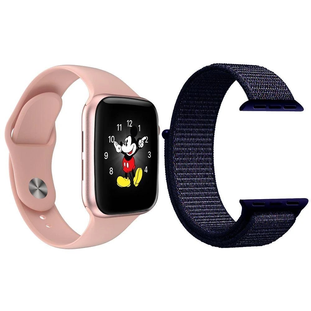 Kit 1 Relógio Smartwatch Ld5 Rosa + 1 Pulseira Azul