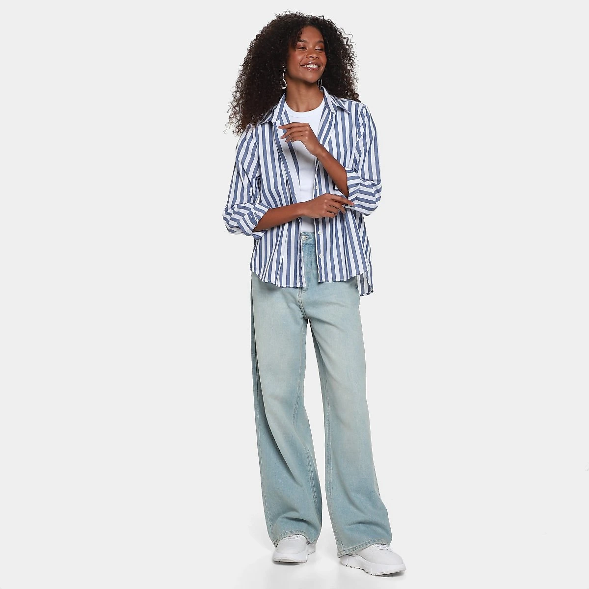 Camisa Manga Longa Calvin Klein Feminina Marinho - 38