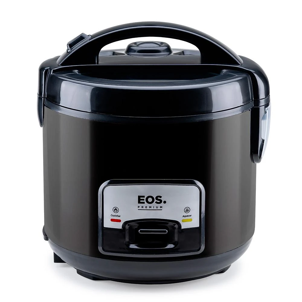 Panela Elétrica de Arroz EOS 5 Xícaras Inox All Black com Tampa de Vidro Clear Glass EPA05PP 110V