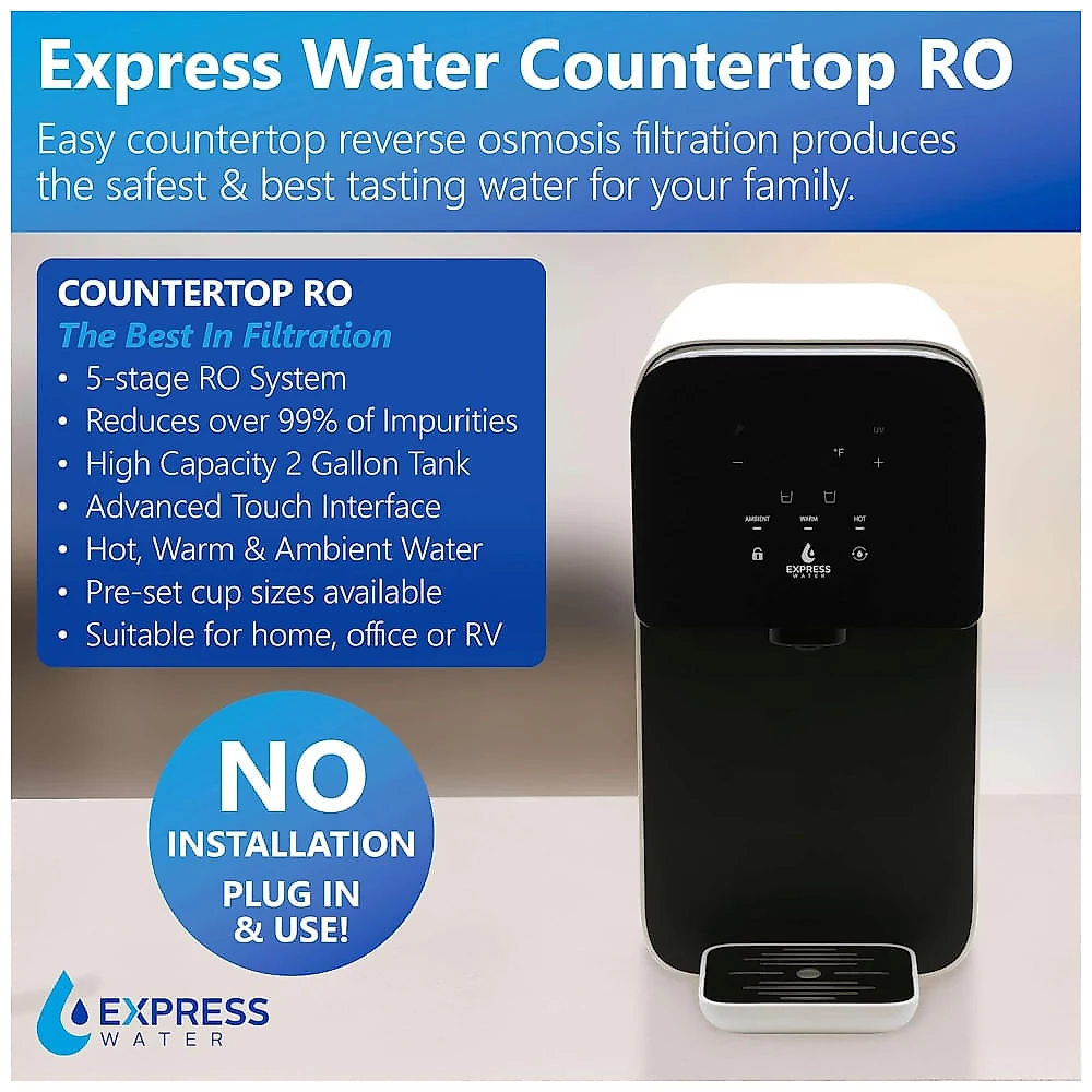 Miniatura Filtro de Água de Bancada sem Instalação com Osmose Reversa e Filtro de Água RO, 110V Express Water ROC001, Branco