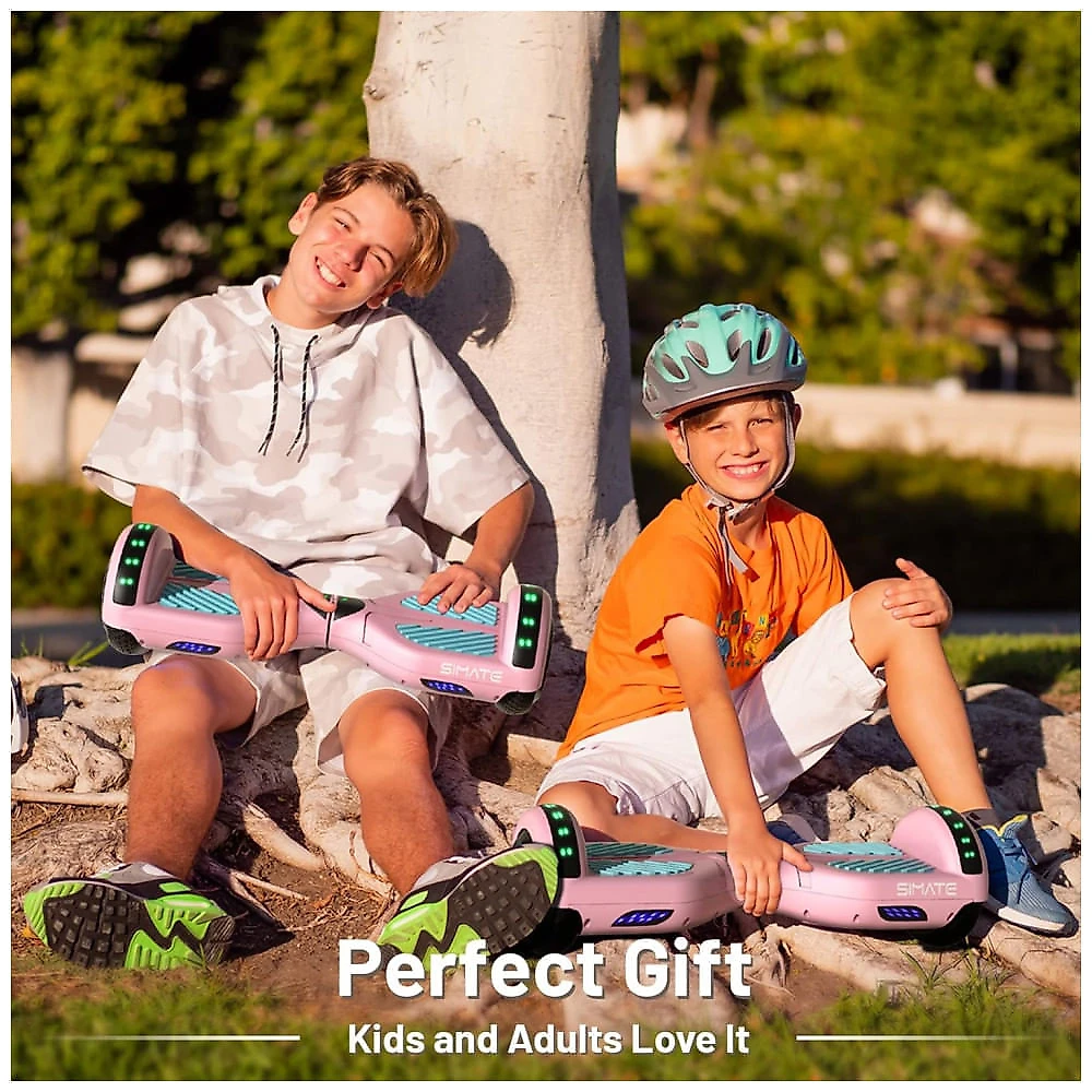 Hoverboard SIMATE com Bluetooth, Luzes de LED e Controle via APP - Presente para Crianças e Adultos, para Todas as Idades - Rosa e Azul