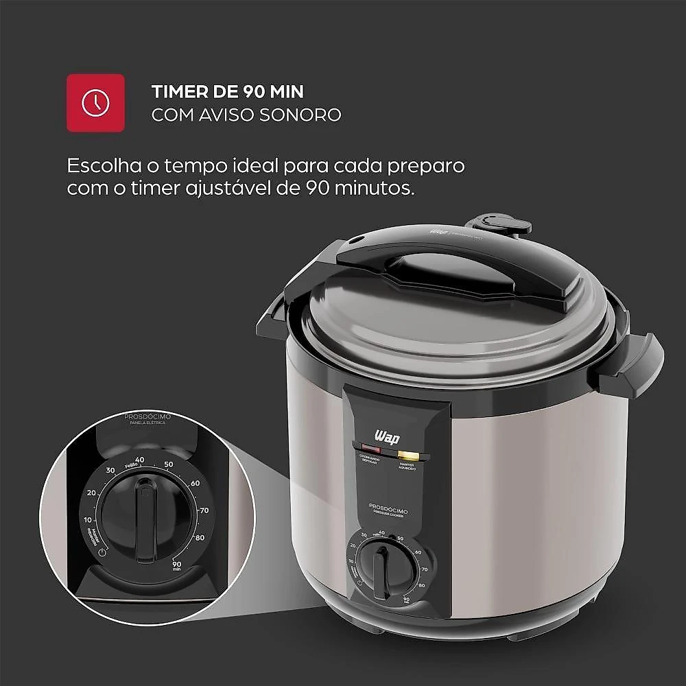 Panela de Pressão Elétrica de Pressão WAP WPPE2 5L 900W Inox 220V