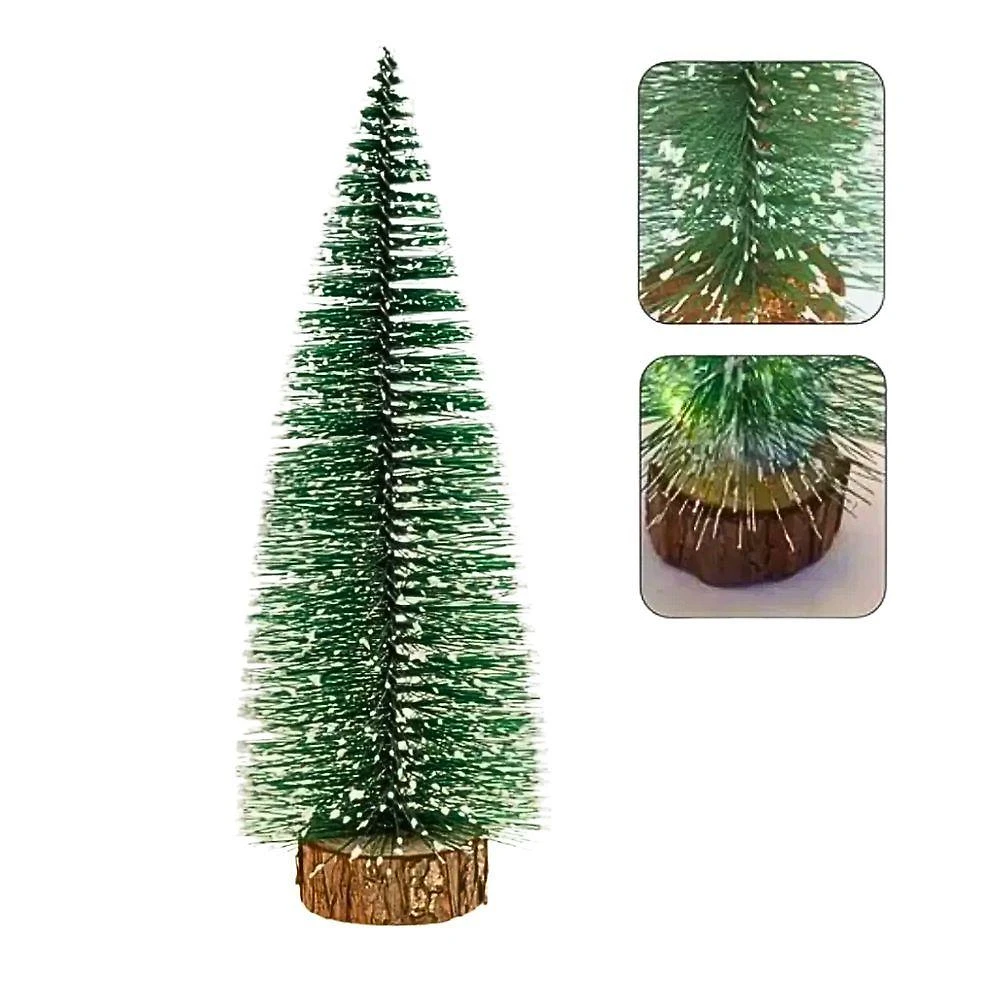 Mini Árvore de Natal ZSS-078 Pinheiro Nevado Verde e Branco Base de Madeira Altomex