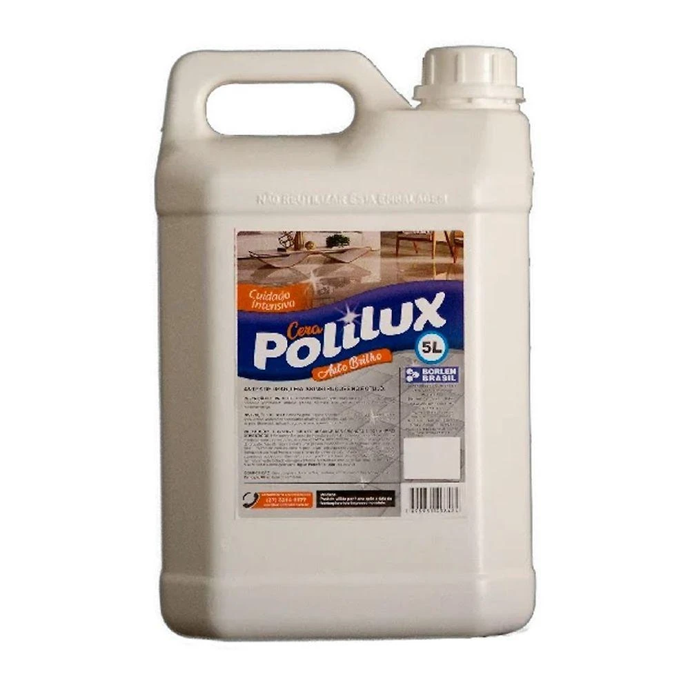 Cera Auto Brilho Emulsionada Carnaúba Polilux 5L Borlen Brasil