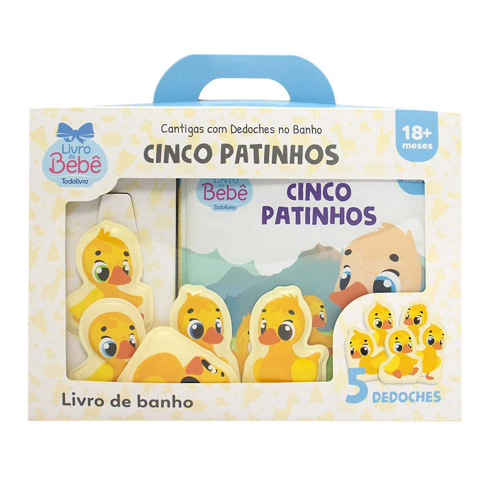 Livro do Bebê de Banho Cinco Patinhos Todolivro 18+ Meses com 5 Dedoches